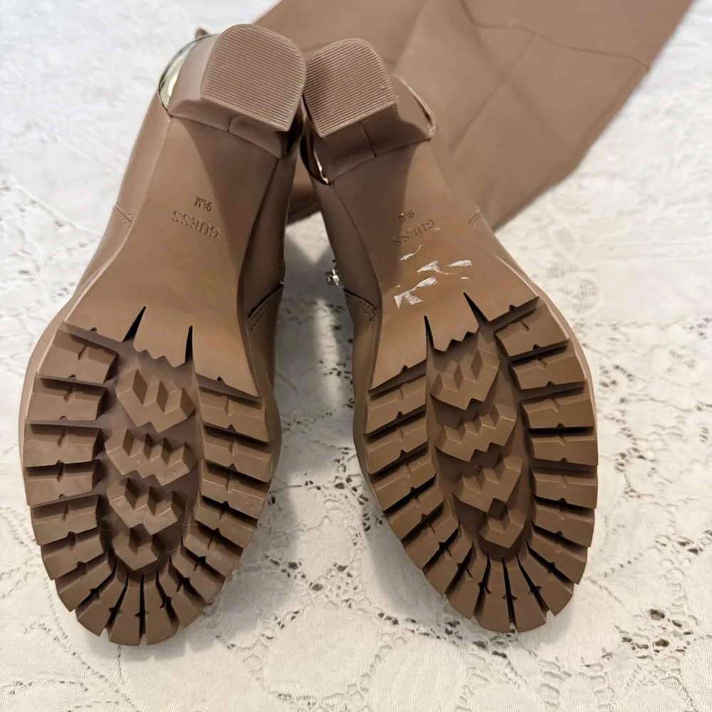 GUESS Taylin  Over the‎ Knee Tan Platform Boots Size 9.5 M